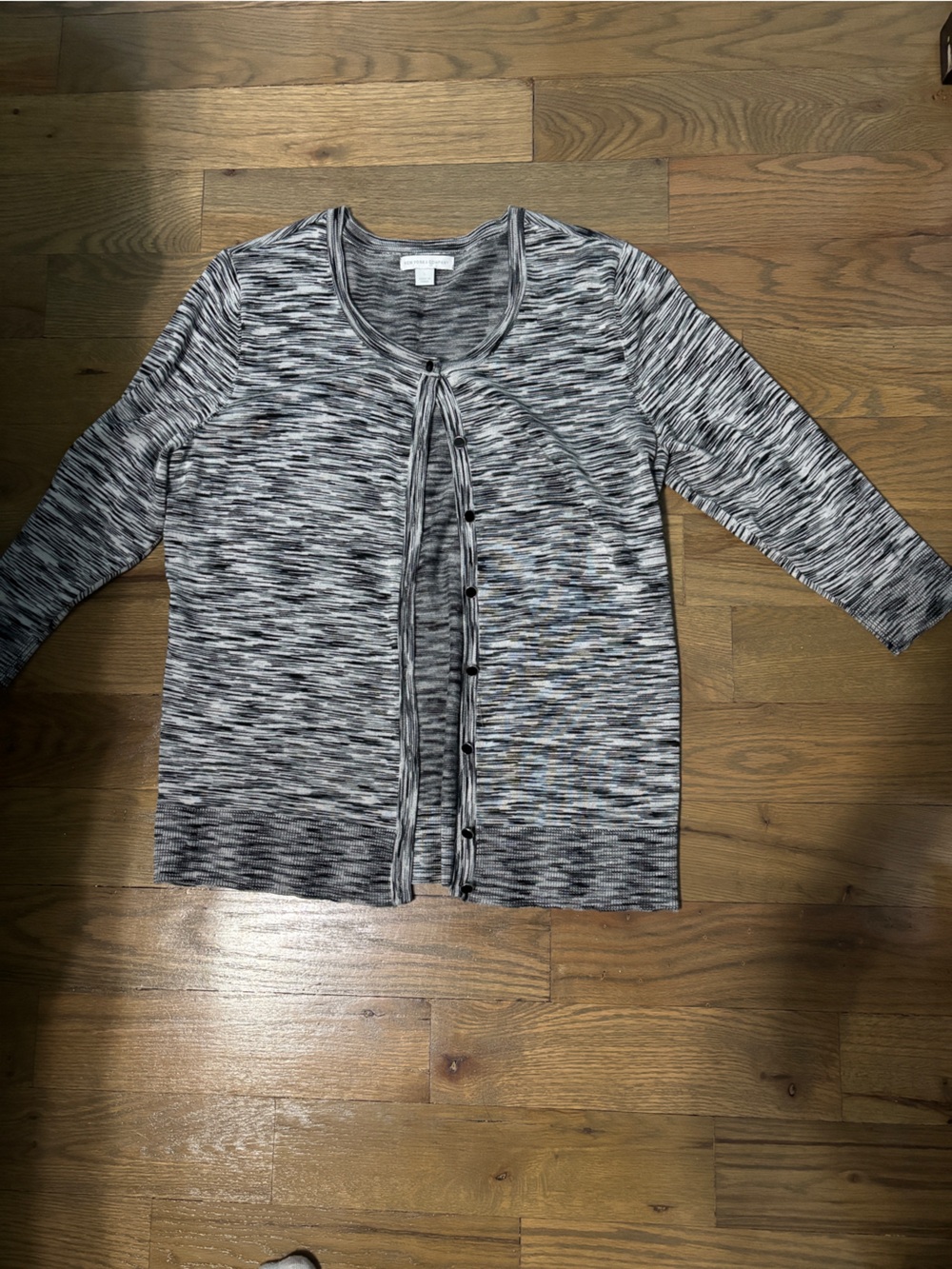 New York & Company Gray Space-Dye Girls' Button Cardigan